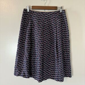 Vintage Talbots 100% Silk Skirt Navy Red Knee Length Lined A-line Sz 10